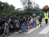 Children are pedestrians in Nairobi. 